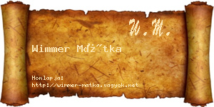 Wimmer Mátka névjegykártya